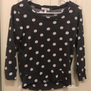 girls grey and white polka dot sweater
